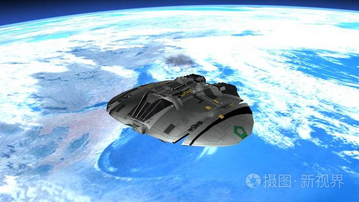 一艘宇宙飞船3dcg渲染