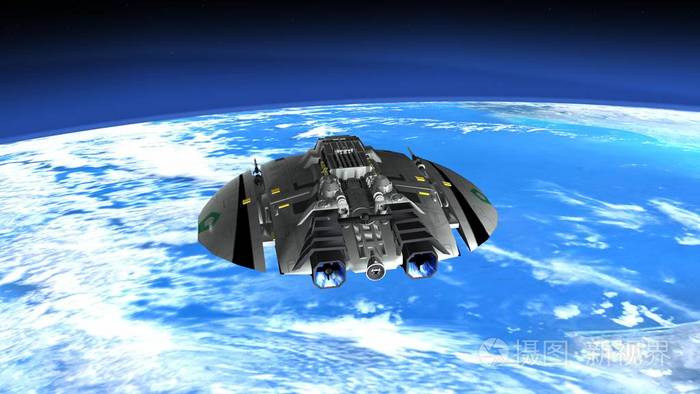 一艘宇宙飞船3dcg渲染