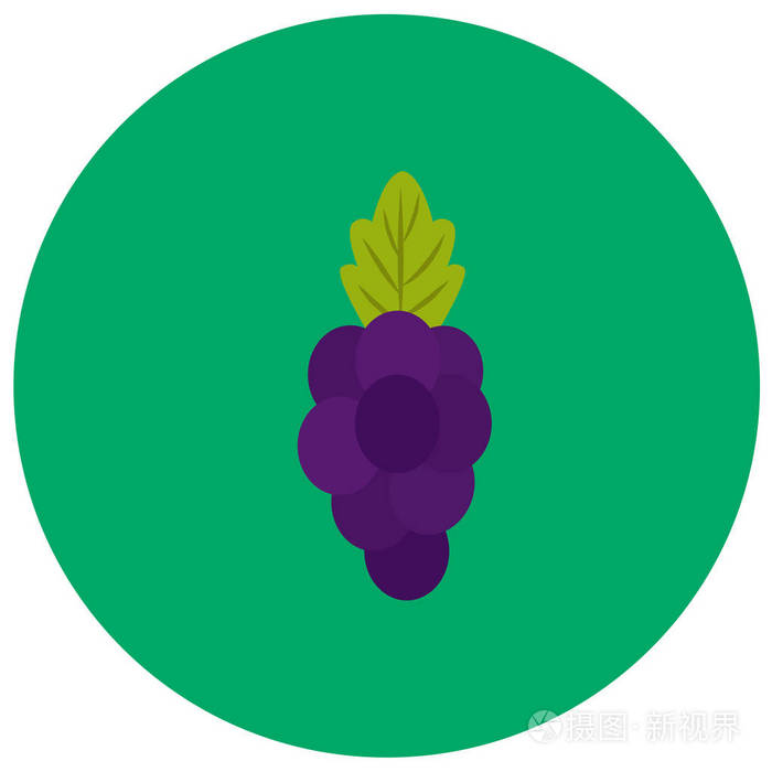 在彩色背景上孤立的时尚平面样式的葡萄可爱图标您设计logoui的的