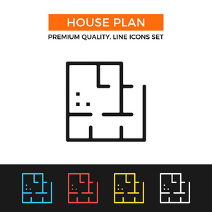 矢量房子计划图标。细线图标