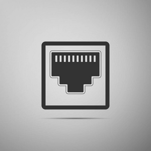 lan 端口图标.以太网简单图标.本地区域连接器图标.平面设计.