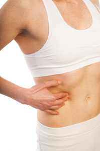 肝痛的女人照片