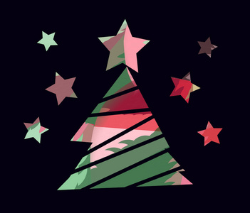与三角形平面圣诞树图标图片