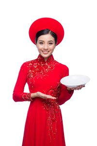 传统的节日服装的亚洲女人