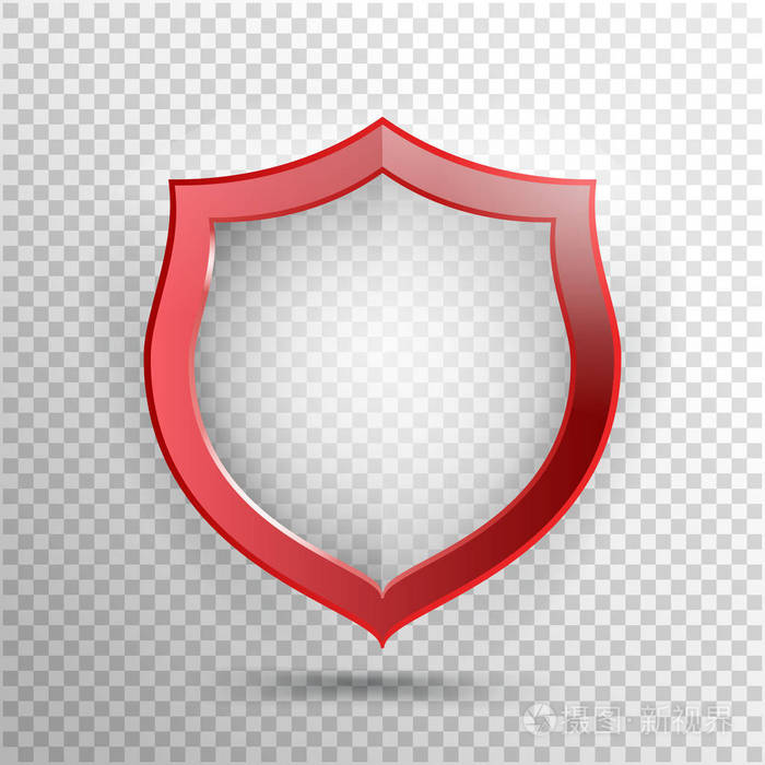 透明的防护安全徽章图标隐私警卫队旗帜保护红色盾牌的概念装修安全