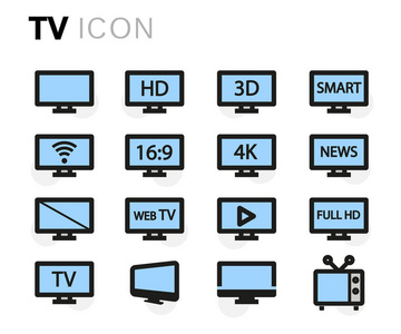 矢量平面电视图标集