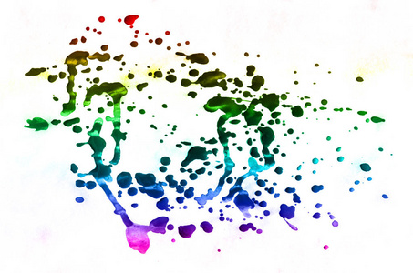 抽象水彩背景的多色墨水污渍的所有光谱颜色。彩虹色溶液中用水彩制作的背景图像