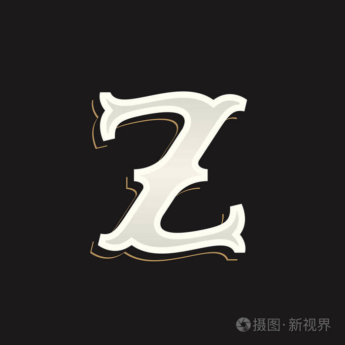 z字母徽标与老衬线在深色背景上