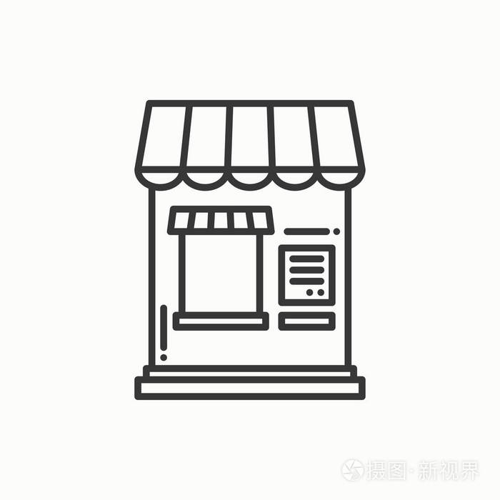 插画 细线图标设置.钱柜,售票窗口.