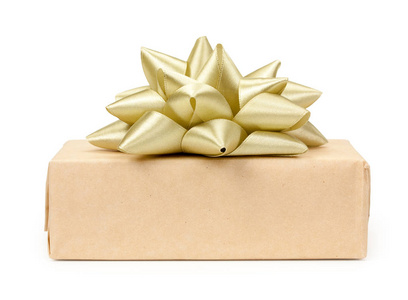 礼品盒用牛皮纸包好的礼物，金色 lig