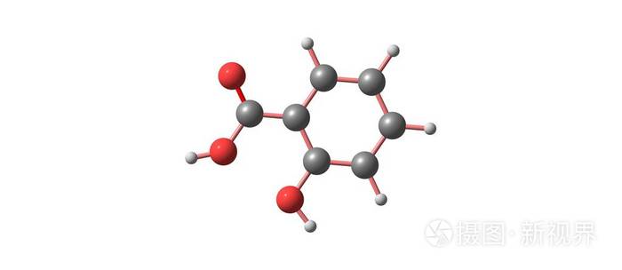 白色分离的水杨酸分子结构