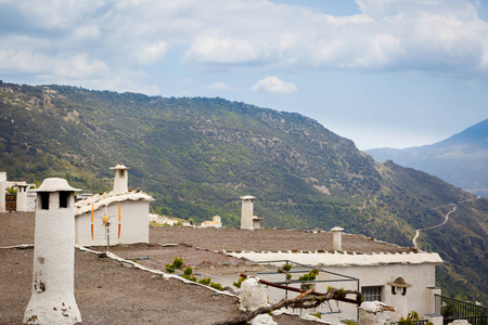 典型的屋顶面积的 Alpujarra，西班牙的视图