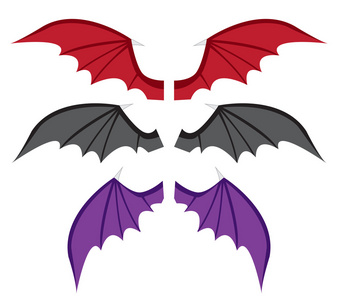 在平面样式中的颜色设置蝙蝠的翅膀照片