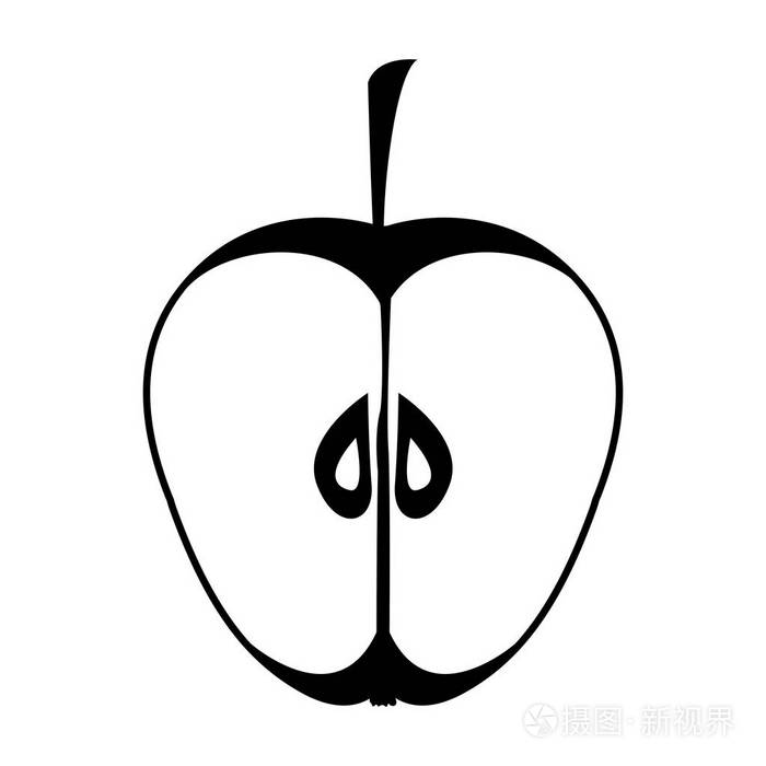 半个苹果轮廓单色插画-正版商用图片0gof7q-摄图新视界
