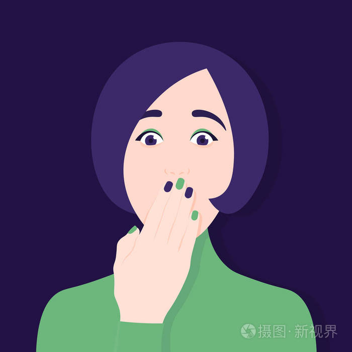 那妇人用手捂住她的嘴巴沉默审查秘密和阴谋矢量平图