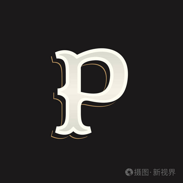 p字母与老衬线在深色背景上的标志