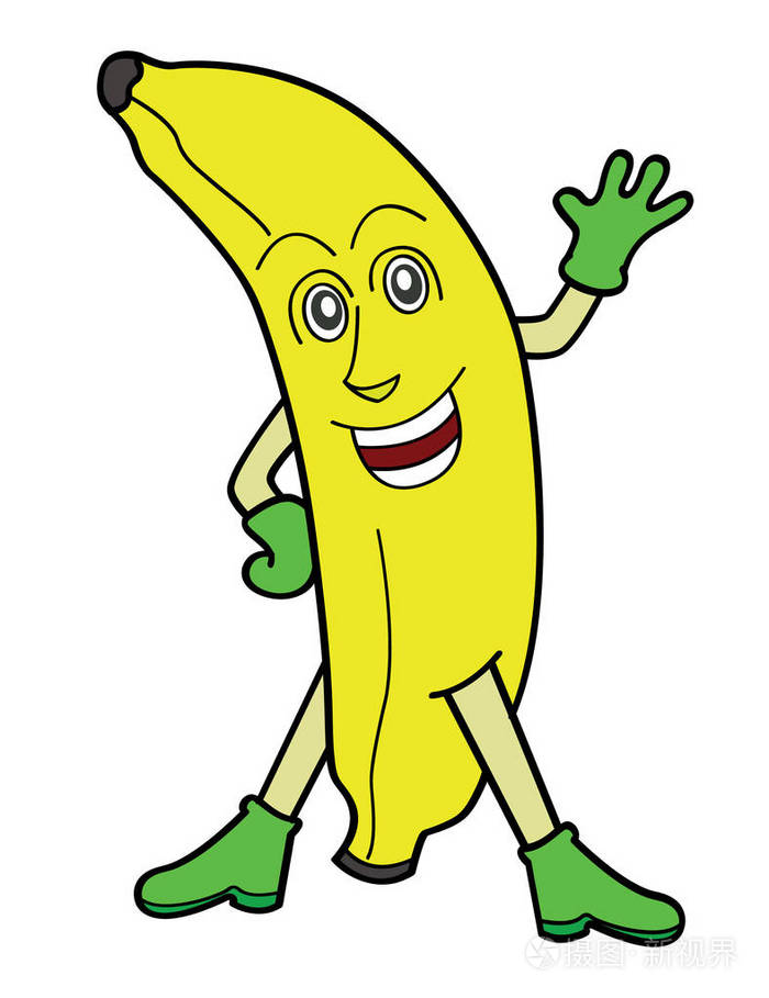 香蕉挥舞手卡通人物.矢量图插画-正版商用图片0gofjh-摄图新视界