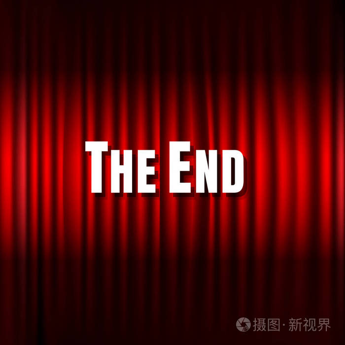 红色舞台帷幕和结尾文本以梯度网格, 向量例证