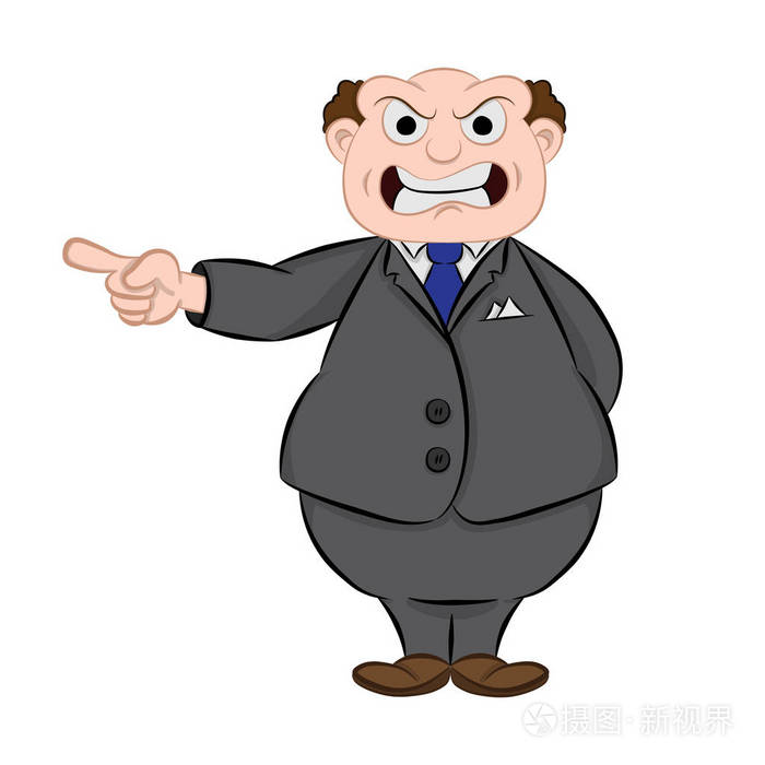 一个胖老酋长生气了.矢量卡通
