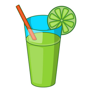 glass 绿色鸡尾酒图标,卡通风格照片