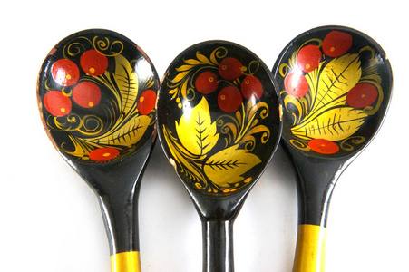 苏维埃古董三木勺, 三彩绘匙, 俄罗斯古代, 苏维埃葡萄酒, 老勺子