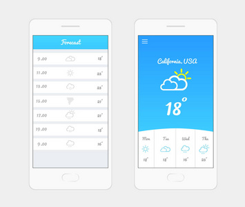 天气应用用户界面概念图片