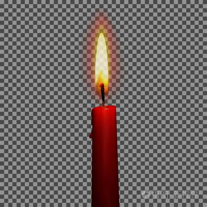 逼真的3d设置透明背景孤立的蜡烛矢量图