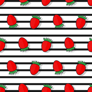 草莓无缝矢量模式在平面样式