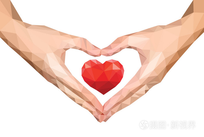 多边形双手合十孤立心到心里面