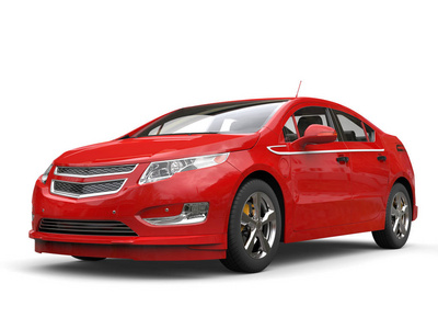 深红色现代电动汽车-工作室拍摄照片