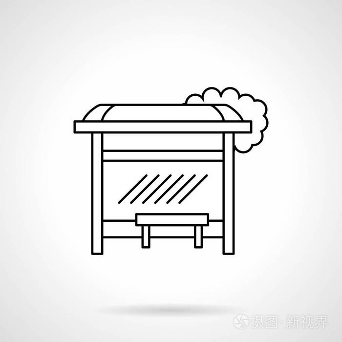 公交车站台扁线矢量图标