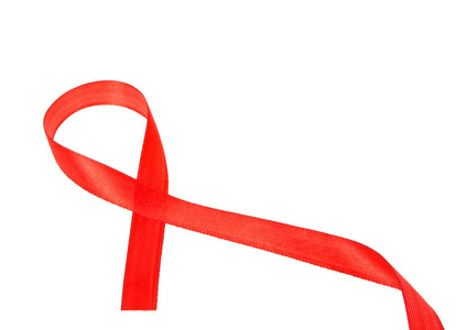 孤立在白色背景上的艾滋病认识红丝带