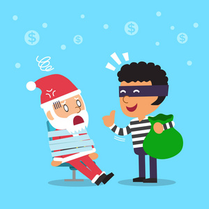 卡通圣诞老人和小偷