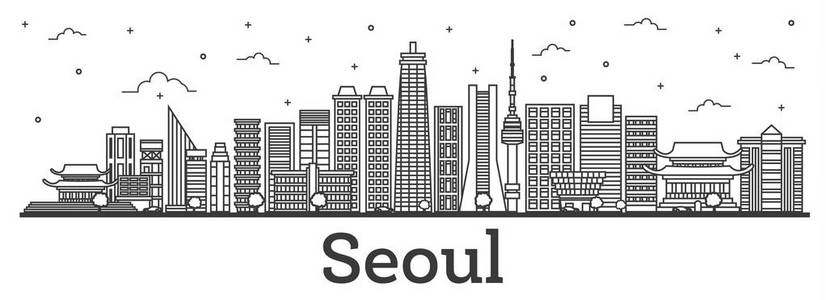 概述首尔韩国城市天际线与现代建筑 Iso