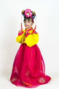 亚洲小女孩穿韩国传统服装