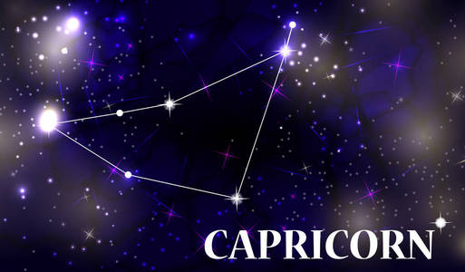 月亮星座时间摩羯座星座的象征符号.矢量图照片