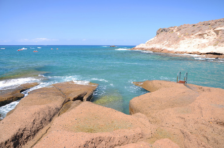 在拉卡莱塔在西班牙特内里费岛南部风景如画的海湾