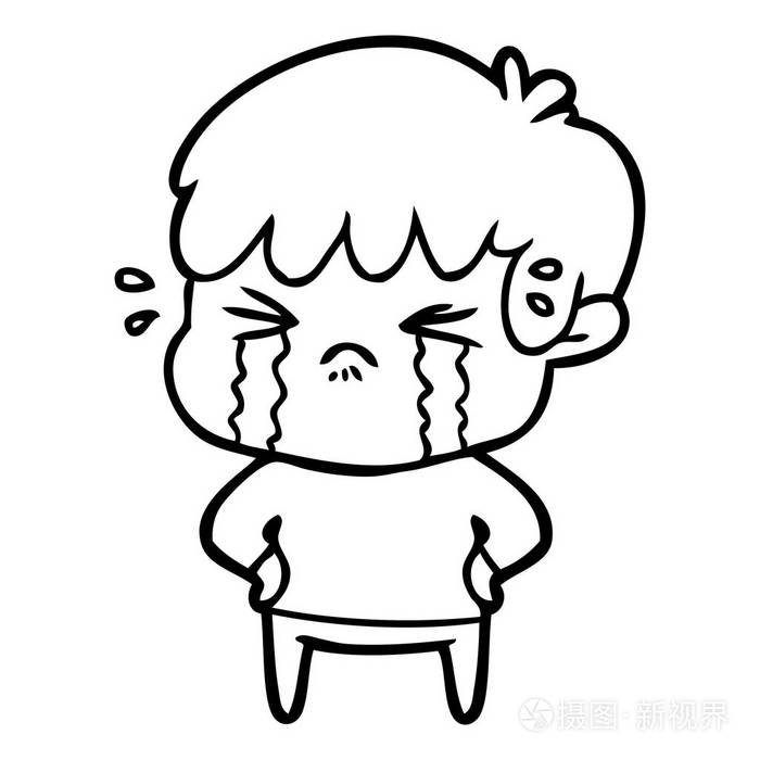 卡通男孩哭泣的媒介例证