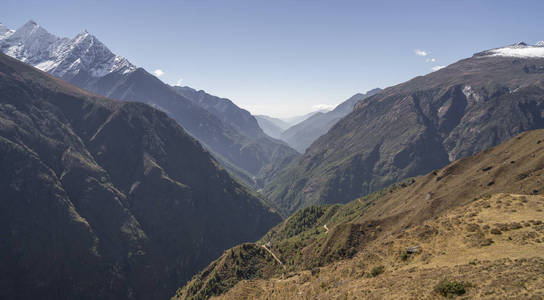 Dudh 戈西河河峡谷在喜马拉雅山