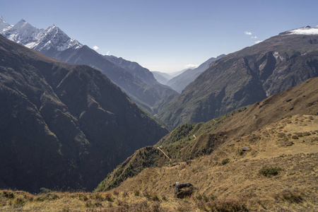 Dudh 戈西河河峡谷在喜马拉雅山