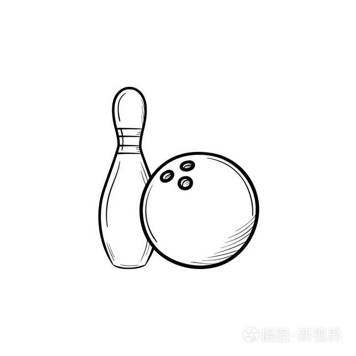 保龄球手画素描图标