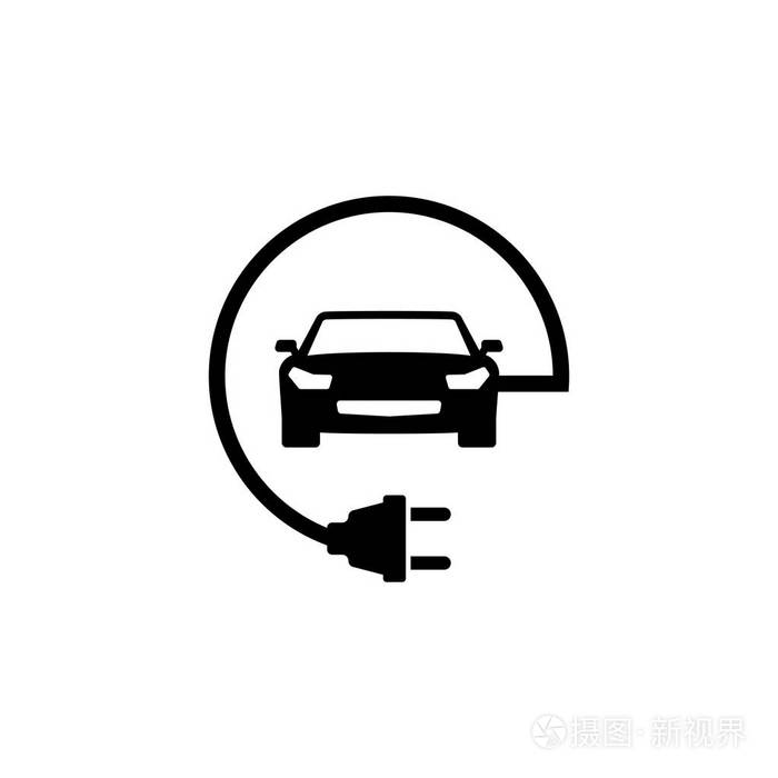 电动汽车平面矢量图标
