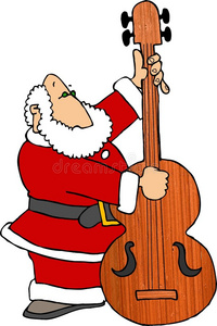 圣诞老人演奏低音提琴图片