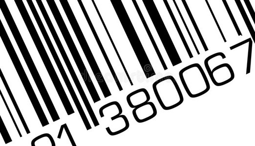 的条形图在白色背景多彩多姿的条形码贴纸标签带条形码阅读器的工人