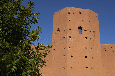 摩洛哥马拉喀什城墙的一部分