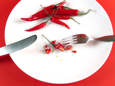 盘上辣椒片(系列)照片