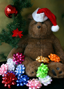 戴圣诞帽的圣诞泰迪熊