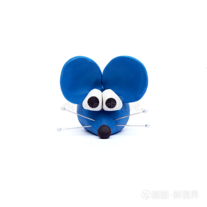蓝老鼠泥塑