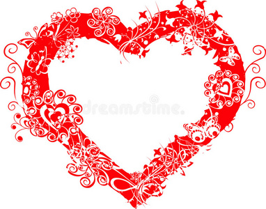 grunge valentine框架，心脏，向量