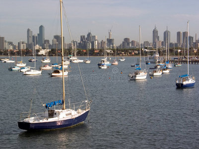 城市 菲利普 墨尔本 摩天大楼 游艇 基尔达 澳大利亚 海湾